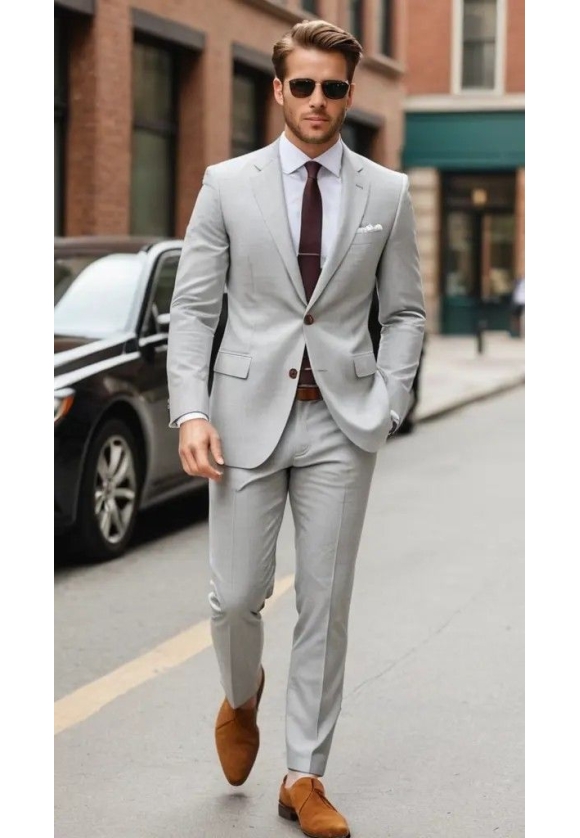 Light Grey Summer Wedding Suit